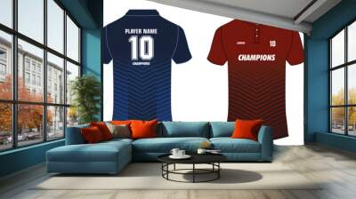 Sports polo t-shirt jersey design template, mock up uniform kit with front and back view Wall mural