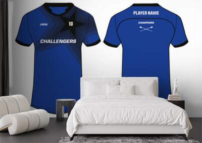 Sports t-shirt jersey design template, mock up uniform kit with front and back view Wall mural