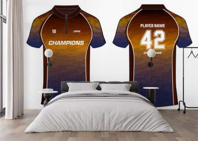 Sports t-shirt jersey design template, mock up uniform kit with front and back view Wall mural