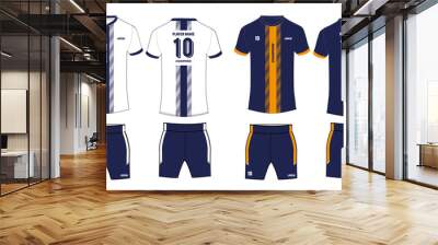 Sports t-shirt jersey design template with shorts, mock up uniform kit with front and back view Wall mural