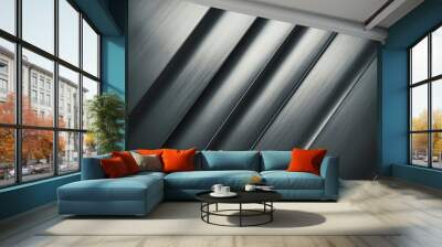 A stunning, sleek image with a solid color background in a brushed metal texture silver tone
with subtle linear patterns, giving it a modern, futuristic feel Wall mural