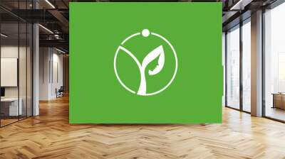 Green herbal and health logo design based on letter Y Wall mural