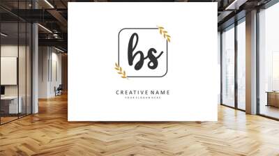 B S BS Initial letter handwriting and signature logo. A concept handwriting initial logo with template element. Wall mural