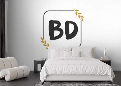 BD Initial letter handwriting and signature logo. A concept handwriting initial logo with template element. Wall mural