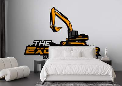 Excavator logo template vector. Heavy equipment logo vector for construction company. Creative excavator illustration for logo template. Wall mural