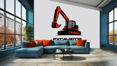 Excavator logo template vector. Heavy equipment logo vector for construction company. Creative excavator illustration for logo template. Wall mural