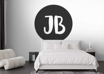 J B JB Initial letter handwriting and signature logo. A concept handwriting initial logo with template element. Wall mural