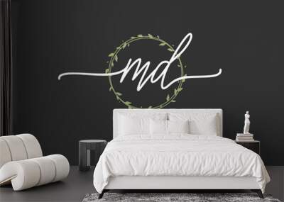 M D MD Beauty vector initial logo, handwriting logo of initial signature, wedding, fashion, jewerly, boutique, floral and botanical with creative template for any company or business. Wall mural