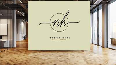 N H NH Beauty vector initial logo, handwriting logo of initial signature, wedding, fashion, jewerly, boutique, floral and botanical with creative template for any company or business. Wall mural