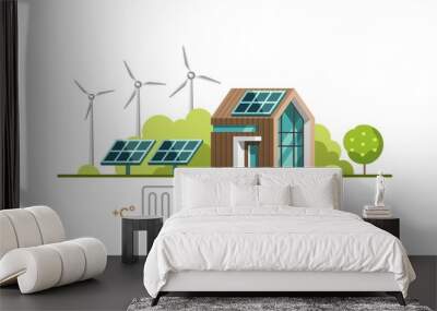 Green energy, alternative energy, renewable energy, ecology. Flat design vector concept illustration. Wall mural