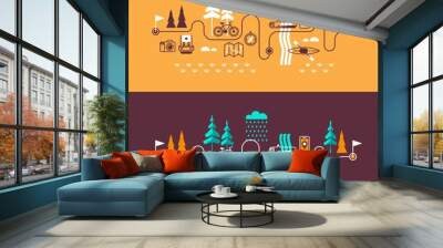 summer vacation in nature. vector concept illustrations with icons of travel and holiday. Wall mural