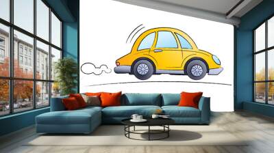 Funny cartoon car Wall mural