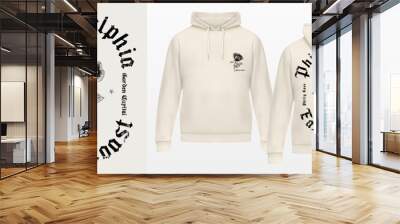 Art design of urban fusion, white hoodie and template, urban philadelphia design that blends rose ant gothics fonts, victorian illustration Gothic font, gang art Wall mural