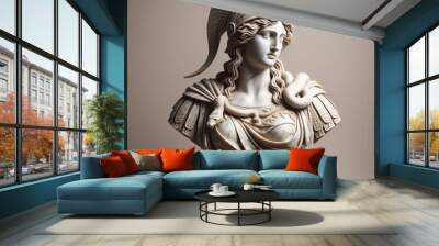 Athena marble statue, the ancient goddess of science and knowledge, Athens Greece. Athena the ancient Greek goddess. Statue of greek goddess.	 Wall mural