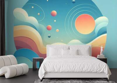 diseño de fondo de pintura color agua azul con coloridos bordes rosa anaranjado y centro brillante, sangrado de color agua y flecos con textura grunge envejecida y vibrante Wall mural