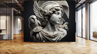 Illustration of a Renaissance marble statue of Athena. She is the Goddess of wisdom, warfare, and handicraft. Athena in Greek mythology, known as Minerva in Roman mythology.  Wall mural