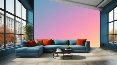 Rosa und blauer, welliger, flüssiger Hintergrund. Abstraktes, leicht verschwommenes Vektordesign. Sanfter Rosenhimmel. Romantische Tapete mit Pastellverlauf	 Wall mural