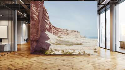 Towering red sandstone cliffs at Angola's coast line in the Namib Desert Wall mural