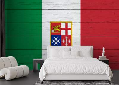 Flag of Italy on wooden background Wall mural