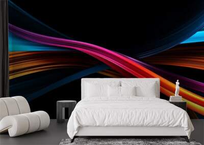 Colorful Lines on Black Background Wall mural