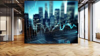 Background conceptual image with market graphs and diagrams Wall mural