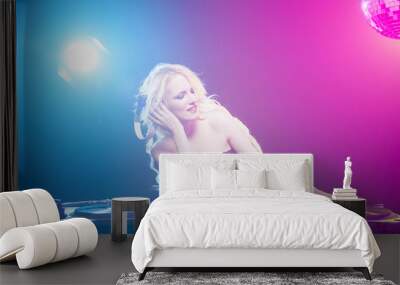 Beautiful DJ girl  Wall mural