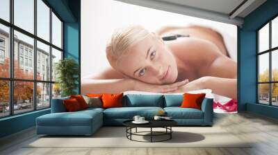 Blonde beautiful young woman receiving massge  Wall mural