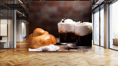 Traditional sicilian Granita coffee flavor with brioche Wall mural