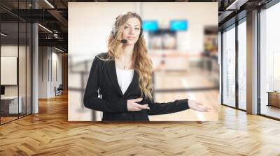 woman with headset  Wall mural