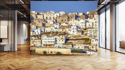 Beautiful view of the Bay of Peschici with village perched on the rock and its beach Wall mural