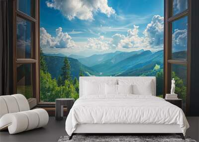 Landscape nature view background. view from window at a wonderful landscape Wall mural