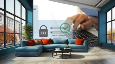 Two factor authentication. Ensure protection, identification concept. Security of online accounts. Wall mural