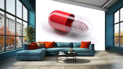 red pill filled with brain Wall mural