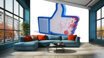 social network hand icon with blood, online hate concept Wall mural