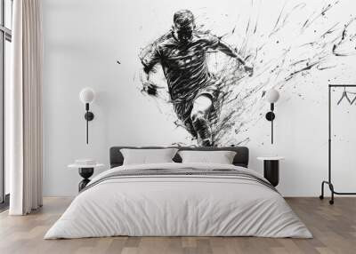 Dynamic soccer player illustration in action Wall mural