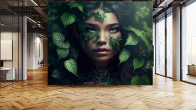 Earth element woman asian goddess fantasy human representation. Generative AI model Wall mural