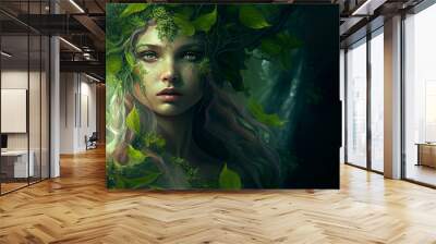 Earth element woman goddess fantasy human representation. Generative AI model Wall mural