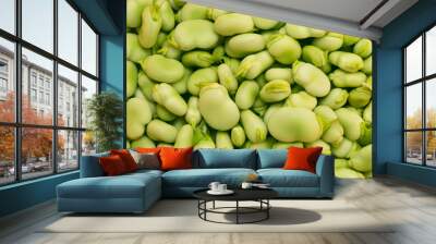 group of fresh green broad beans healthy Wall mural