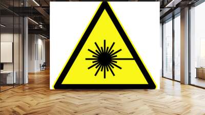 symbol for laser warning sign on yellow triangle Wall mural