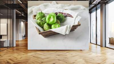 Tomatillos, green tomatoes. Mexican cuisine ingredient Wall mural