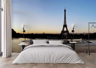 Very Early morning view on Trocadero, Paris Wall mural