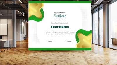 illustration vector graphic of gold and green certificate perfect for corporate certificate Wall mural