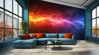 colorful lightning on dark sky background Wall mural