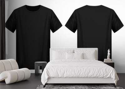 plain black t-shirt PNG front view and back view for mockup in transparent background for design display Wall mural