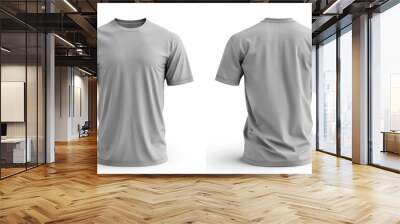 Plain gray t-shirt front and back view for mockup in PNG transparent background Wall mural