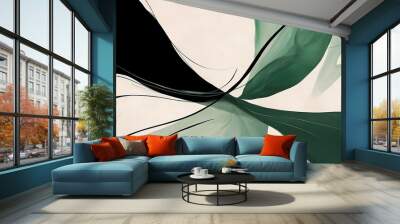 An abstract minimalist background is used, black and green colors, pastel painting technique.	 Wall mural