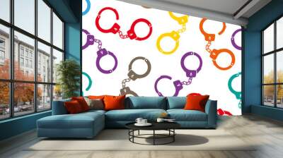 Colorful handcuffs seamless pattern Wall mural