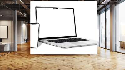 Laptop and smartphone with blank screen Wall mural