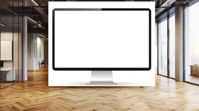 Realistic computer screen mockup. Computer display on three sides with blank screen. Wall mural