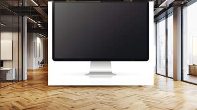 Three monitor with empty black display, realistic set device screen mockup Wall mural